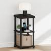Furinno Turn-N-Tube Night Stand, 2-Tier Thick Tabletop Nightstand with Wheels, Toolless Assembly Side Table, End Table with Open Shelf, for Living Room, Bedroom, Espresso(3-tier)