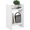 Furinno Viola Tall Night Stand, 2-Tier Bedside Table with Open Shelf, Side Table, End Table, with 1.2-Inch Extra Thick Frame for Living Room, Bedroom, White(2-Tier)
