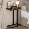 Furinno CAMNUS Night Stand, C-Shape Nightstand, Metal Frame Side Table, End Table, Bedside Table, for Living Room, Bedroom, Americano(Columbia Walnut)