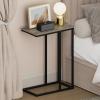 Furinno CAMNUS Night Stand, C-Shape Nightstand, Metal Frame Side Table, End Table, Bedside Table, for Living Room, Bedroom, Americano(French Oak Grey)