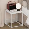 Furinno CAMNUS Night Stand, C-Shape Nightstand, Metal Frame Side Table, End Table, Bedside Table, for Living Room, Bedroom, Americano(Solid White/White)