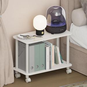 Furinno Turn-N-Tube 3-Tier Oval Night Stand, Toolless Assembly Narrow Nightstand, Modern Compact Side Table, End Table, for Living Room, Bedroom, Espresso(White/White)