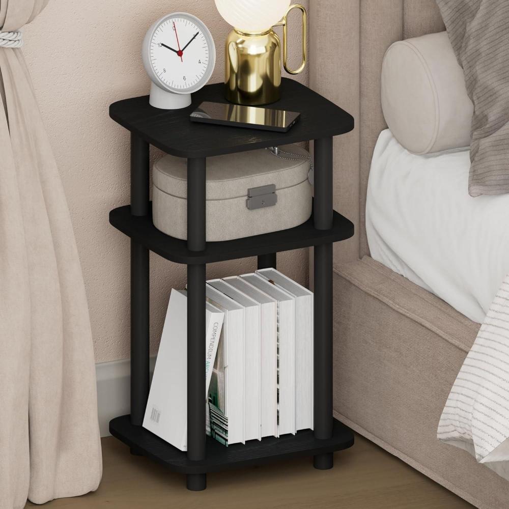 imageFurinno TurnNTube Night Stand 2Tier Oval Nightstand with Wheels Round Corner Side Table End Table with Open Shelf Toolless Assembly for Living Room Bedroom EspressoAmericanoBlack