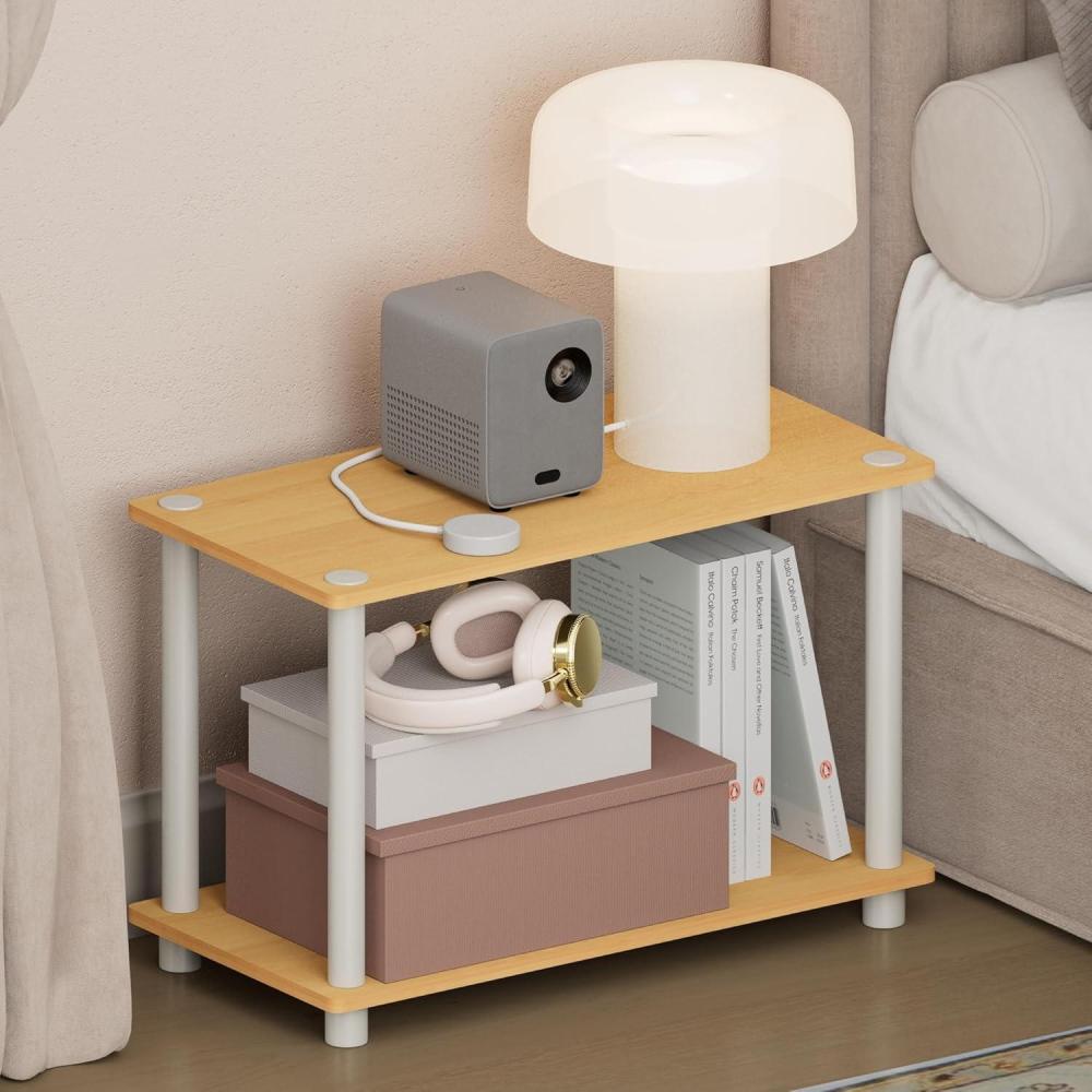 imageFurinno TurnNTube Night Stand Rectangle Nightstand with Open Shelf Toolless Assembly Side Table End Table for Living Room Bedroom Beech
