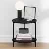 Furinno BESI Night Stand, 2-Tier Wide Round Nightstand with Metal Legs, Metal Frame End Table, Bedside Table, Side Table with Open Shelf, for Living Room, Bedroom, Americano(Americano)