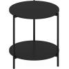 Furinno BESI Night Stand, 2-Tier Wide Round Nightstand with Metal Legs, Metal Frame End Table, Bedside Table, Side Table with Open Shelf, for Living Room, Bedroom, Americano(Americano)