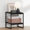 Furinno CAMNUS Night Stand, 2-Tier Metal Frame Nightstand with Open Shelf, Easy Assembly Side Table, End Table, Bedside Table, for Living Room, Bedroom, Americano(Americano)