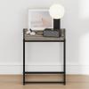 Furinno CAMNUS Night Stand, Metal Frame Nightstand, Toolless Side Table, End Table, Bedside Table, for Living Room, Bedroom, Solid White(French Oak Grey)