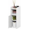 Furinno Fulda Night Stand, 4-Tier Nightstand, Bedside Table, Narrow End Table with Door and Adjustable Shelves, 24H, for Small Spaces, Bedroom, Dorm Room, Living Room, White
