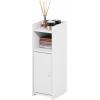 Furinno Fulda Night Stand, 4-Tier Nightstand, Bedside Table, Narrow End Table with Door and Adjustable Shelves, 24H, for Small Spaces, Bedroom, Dorm Room, Living Room, White
