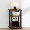 Furinno JUST Night Stand, 3-Tier Nightstand with Door Cabinet, Side Table, End Table with Open Shelf, for Living Room, Bedroom, Espresso(Amber Pine/Black)