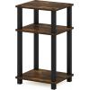 Furinno JUST Night Stand, 3-Tier Nightstand with Door Cabinet, Side Table, End Table with Open Shelf, for Living Room, Bedroom, Espresso(Amber Pine/Black)