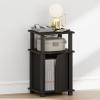 Furinno JUST Night Stand, 3-Tier Nightstand with Door Cabinet, Side Table, End Table with Open Shelf, for Living Room, Bedroom, Espresso(Espresso/Black)