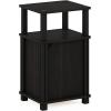Furinno JUST Night Stand, 3-Tier Nightstand with Door Cabinet, Side Table, End Table with Open Shelf, for Living Room, Bedroom, Espresso(Espresso/Black)