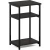 Furinno JUST Night Stand, Nightstand, 3-Tier Metal Frame End Table with Open Shelf, Side Table, End Table, for Living Room, Bedroom, Espresso(Espresso)