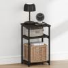 Furinno JUST Night Stand, Nightstand, 3-Tier Metal Frame End Table with Open Shelf, Side Table, End Table, for Living Room, Bedroom, Espresso(Espresso)