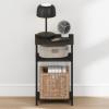 Furinno JUST Night Stand, Nightstand, 3-Tier Metal Frame End Table with Open Shelf, Side Table, End Table, for Living Room, Bedroom, Espresso(Espresso)