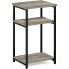 Furinno JUST Night Stand, Nightstand, 3-Tier Metal Frame End Table with Open Shelf, Side Table, End Table, for Living Room, Bedroom, Espresso(French Oak)