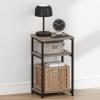 Furinno JUST Night Stand, Nightstand, 3-Tier Metal Frame End Table with Open Shelf, Side Table, End Table, for Living Room, Bedroom, Espresso(French Oak)