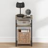 Furinno JUST Night Stand, Nightstand, 3-Tier Metal Frame End Table with Open Shelf, Side Table, End Table, for Living Room, Bedroom, Espresso(French Oak)