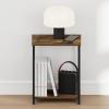 Furinno Simplistic Night Stand, 2-Tier Open Shelf Design Nightstand with Metal Frame, Bedside Table, End Table, Side Table, for Bedroom, Living Room, Espresso(Amber Pine)