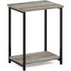 Furinno Simplistic Night Stand, 2-Tier Open Shelf Design Nightstand with Metal Frame, Bedside Table, End Table, Side Table, for Bedroom, Living Room, Espresso(French Oak)