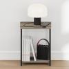 Furinno Simplistic Night Stand, 2-Tier Open Shelf Design Nightstand with Metal Frame, Bedside Table, End Table, Side Table, for Bedroom, Living Room, Espresso(French Oak)