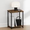 Furinno Simplistic Night Stand, 2-Tier Open Shelf Design Nightstand with Metal Frame, Bedside Table, End Table, Side Table, for Bedroom, Living Room, Espresso(Amber Pine)