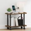 Furinno Turn-N-Tube Night Stand, 2-Tier Oval Nightstand with Wheels, Round Corner Side Table, End Table with Open Shelf, Toolless Assembly, for Living Room, Bedroom, Espresso(Amber Pine/Black)