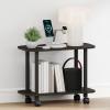 Furinno Turn-N-Tube Night Stand, 2-Tier Oval Nightstand with Wheels, Round Corner Side Table, End Table with Open Shelf, Toolless Assembly, for Living Room, Bedroom, Espresso(Espresso/Black)