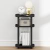 Furinno Turn-N-Tube Night Stand, 2-Tier Oval Nightstand with Wheels, Round Corner Side Table, End Table with Open Shelf, Toolless Assembly, for Living Room, Bedroom, Espresso(Americano/Black)