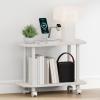 Furinno Turn-N-Tube Night Stand, 2-Tier Oval Nightstand with Wheels, Round Corner Side Table, End Table with Open Shelf, Toolless Assembly, for Living Room, Bedroom, Espresso(White/White)