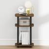 Furinno Turn-N-Tube Night Stand, 2-Tier Oval Nightstand with Wheels, Round Corner Side Table, End Table with Open Shelf, Toolless Assembly, for Living Room, Bedroom, Espresso(Columbia Walnut/Black)