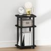 Furinno Turn-N-Tube Night Stand, 2-Tier Oval Nightstand with Wheels, Round Corner Side Table, End Table with Open Shelf, Toolless Assembly, for Living Room, Bedroom, Espresso(Americano/Black)