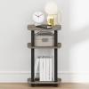 Furinno Turn-N-Tube Night Stand, 2-Tier Oval Nightstand with Wheels, Round Corner Side Table, End Table with Open Shelf, Toolless Assembly, for Living Room, Bedroom, Espresso(French Oak/Black)