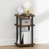 Furinno Turn-N-Tube Night Stand, 2-Tier Oval Nightstand with Wheels, Round Corner Side Table, End Table with Open Shelf, Toolless Assembly, for Living Room, Bedroom, Espresso(Columbia Walnut/Black)