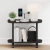 Furinno Turn-N-Tube Night Stand, 2-Tier Oval Nightstand with Wheels, Round Corner Side Table, End Table with Open Shelf, Toolless Assembly, for Living Room, Bedroom, Espresso(Espresso/Black)