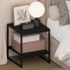 Furinno CAMNUS Night Stand, 2-Tier Metal Frame Nightstand with Open Shelf, Easy Assembly Side Table, End Table, Bedside Table, for Living Room, Bedroom, Americano(Americano)