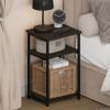 Furinno JUST Night Stand, Nightstand, 3-Tier Metal Frame End Table with Open Shelf, Side Table, End Table, for Living Room, Bedroom, Espresso(Espresso)