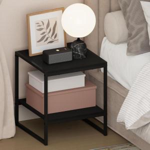 Furinno CAMNUS Night Stand, 2-Tier Metal Frame Nightstand with Open Shelf, Easy Assembly Side Table, End Table, Bedside Table, for Living Room, Bedroom, Americano(Americano)