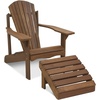 Furinno FG16919 Tioman Hardwood Patio Furniture Outdoor Adirondack Footstool in Teak Oil, Natural Large