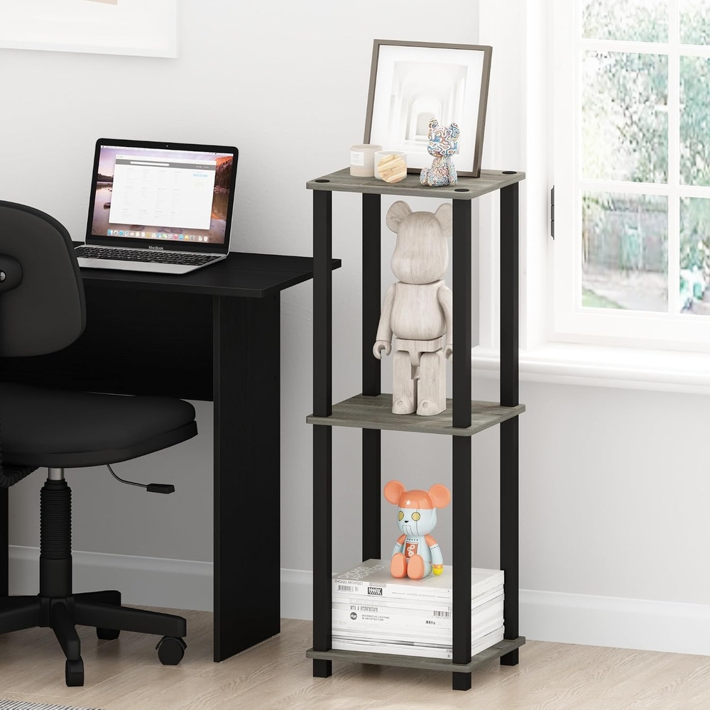 image:imageFurinno Simplistic Toolless Assembly Set of 2 Side Table Grey 2Tier End Table Open Shelf Night Stand Bedside Table for Living Room Bedroom Home Office Grey OakBlackGrey OakBlack
