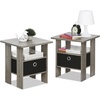 Furinno Andrey Side Table Set of 2, 2-Tier Grey End Table, Open Shelf Night Stand with Storage Bin, Nightstand, for Living Room, Bedroom, Home Office, Grey Oak(Grey Oak)