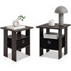 Furinno Andrey Side Table Set of 2, 2-Tier Grey End Table, Open Shelf Night Stand with Storage Bin, Nightstand, for Living Room, Bedroom, Home Office, Grey Oak(Dark Brown/Black)