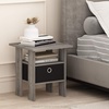 Furinno Andrey Side Table Set of 2, 2-Tier Grey End Table, Open Shelf Night Stand with Storage Bin, Nightstand, for Living Room, Bedroom, Home Office, Grey Oak(Grey Oak)