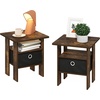 Furinno Andrey Side Table Set of 2, 2-Tier Grey End Table, Open Shelf Night Stand with Storage Bin, Nightstand, for Living Room, Bedroom, Home Office, Grey Oak(Amber Oak/Black)