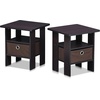 Furinno Andrey Side Table Set of 2, 2-Tier Grey End Table, Open Shelf Night Stand with Storage Bin, Nightstand, for Living Room, Bedroom, Home Office, Grey Oak(Dark Mocha)