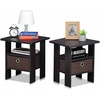 Furinno Andrey Side Table Set of 2, 2-Tier Grey End Table, Open Shelf Night Stand with Storage Bin, Nightstand, for Living Room, Bedroom, Home Office, Grey Oak(Dark Mocha)