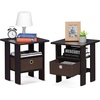 Furinno Andrey Side Table Set of 2, 2-Tier Grey End Table, Open Shelf Night Stand with Storage Bin, Nightstand, for Living Room, Bedroom, Home Office, Grey Oak(Dark Mocha)