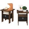 Furinno Andrey Side Table Set of 2, 2-Tier Grey End Table, Open Shelf Night Stand with Storage Bin, Nightstand, for Living Room, Bedroom, Home Office, Grey Oak(Amber Oak/Black)